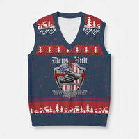 Deus Vult Knights Templar V-Neck Knit Sweater Vest He Trains My Hands For War And My Fingers For Battle
