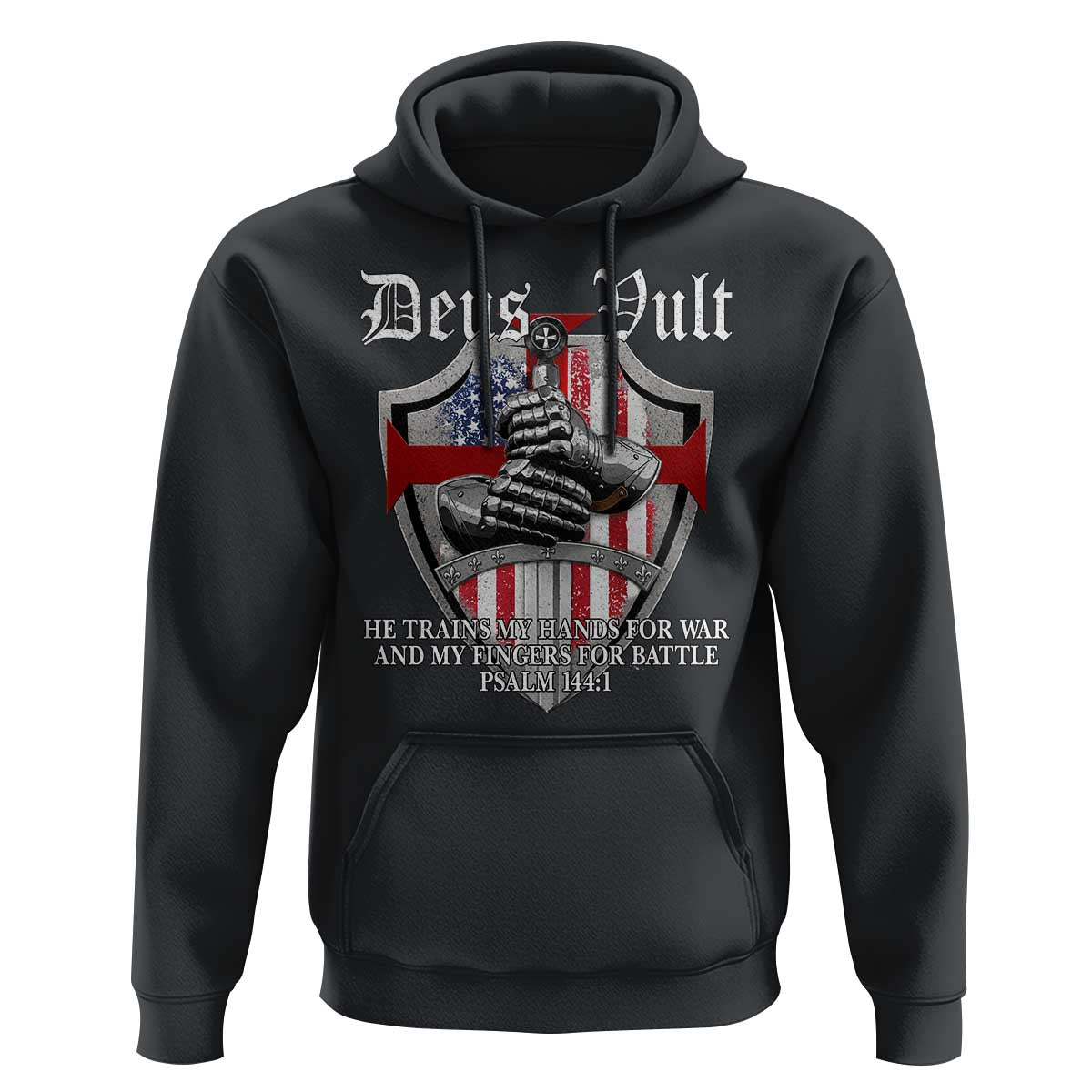 Deus Vult Knights Templar Hoodie He Trains My Hands For War And My Fingers For Battle