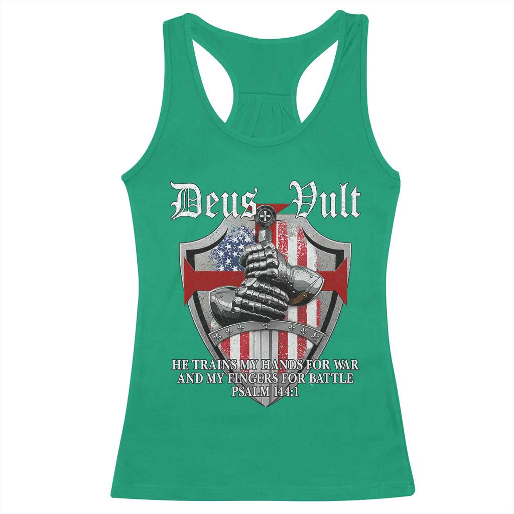Deus Vult Knights Templar Racerback Tank Top He Trains My Hands For War And My Fingers For Battle