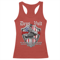 Deus Vult Knights Templar Racerback Tank Top He Trains My Hands For War And My Fingers For Battle
