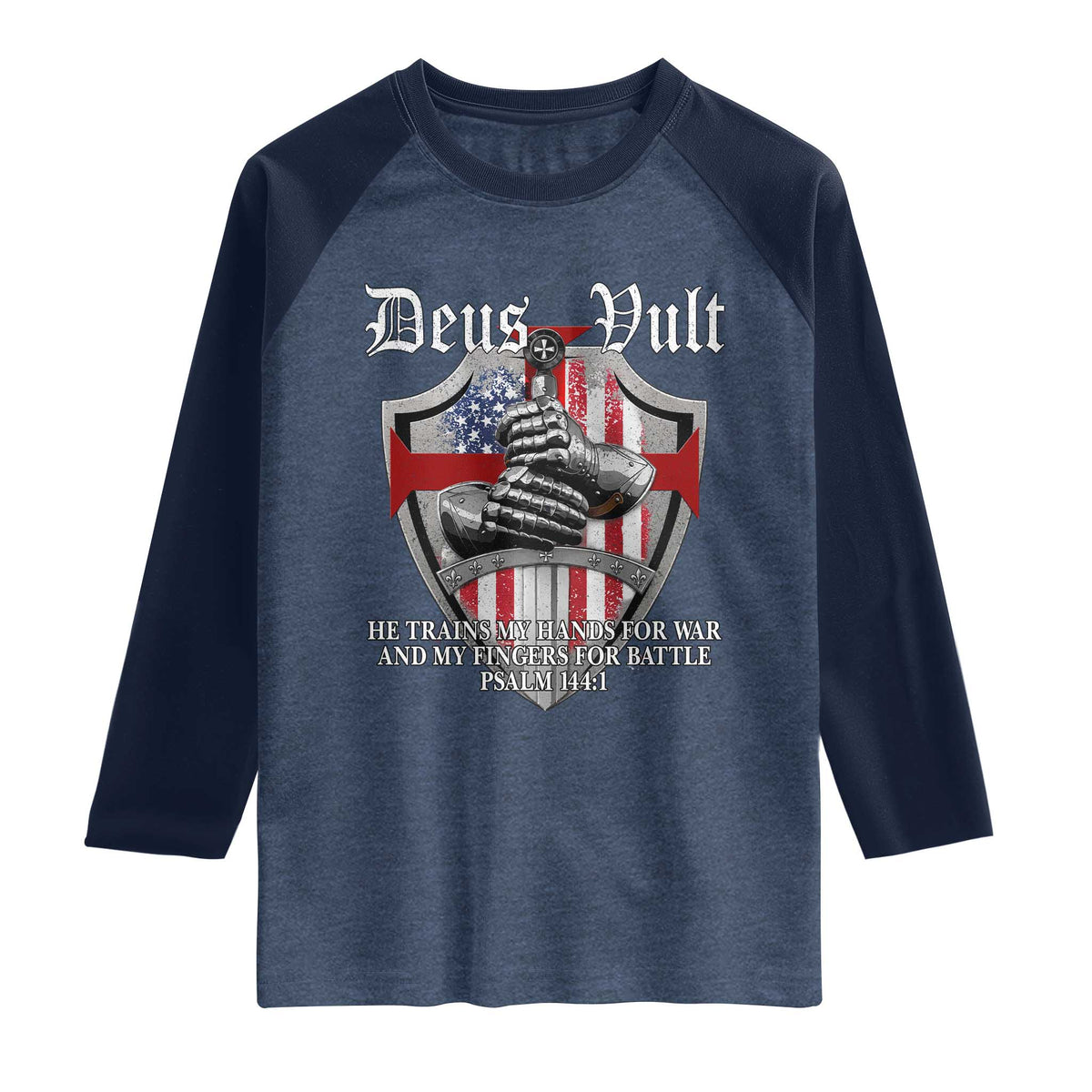 Deus Vult Knights Templar Raglan Shirt He Trains My Hands For War And My Fingers For Battle