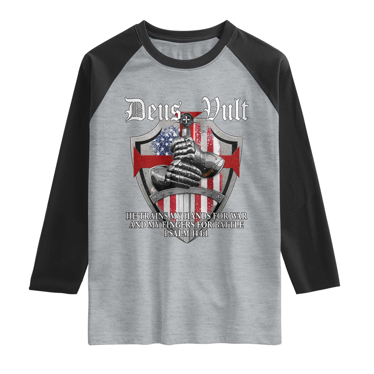 Deus Vult Knights Templar Raglan Shirt He Trains My Hands For War And My Fingers For Battle