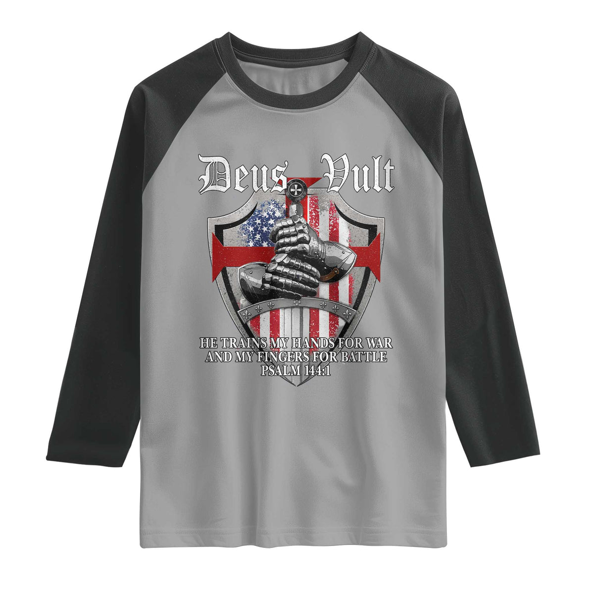 Deus Vult Knights Templar Raglan Shirt He Trains My Hands For War And My Fingers For Battle