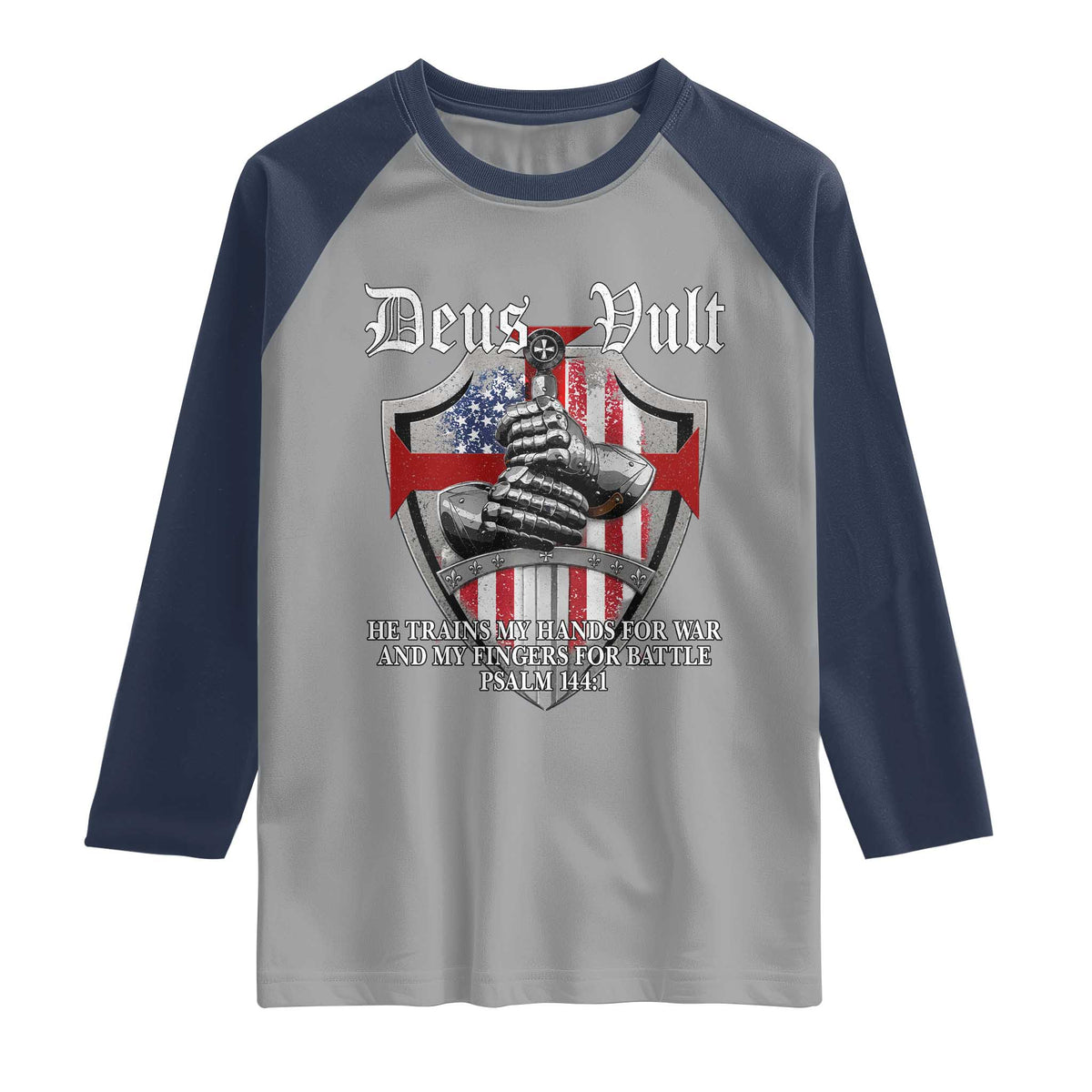 Deus Vult Knights Templar Raglan Shirt He Trains My Hands For War And My Fingers For Battle