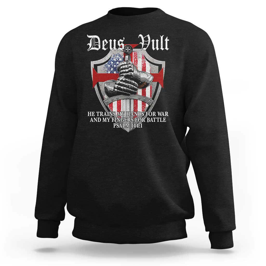Deus Vult Knights Templar Sweatshirt He Trains My Hands For War And My Fingers For Battle