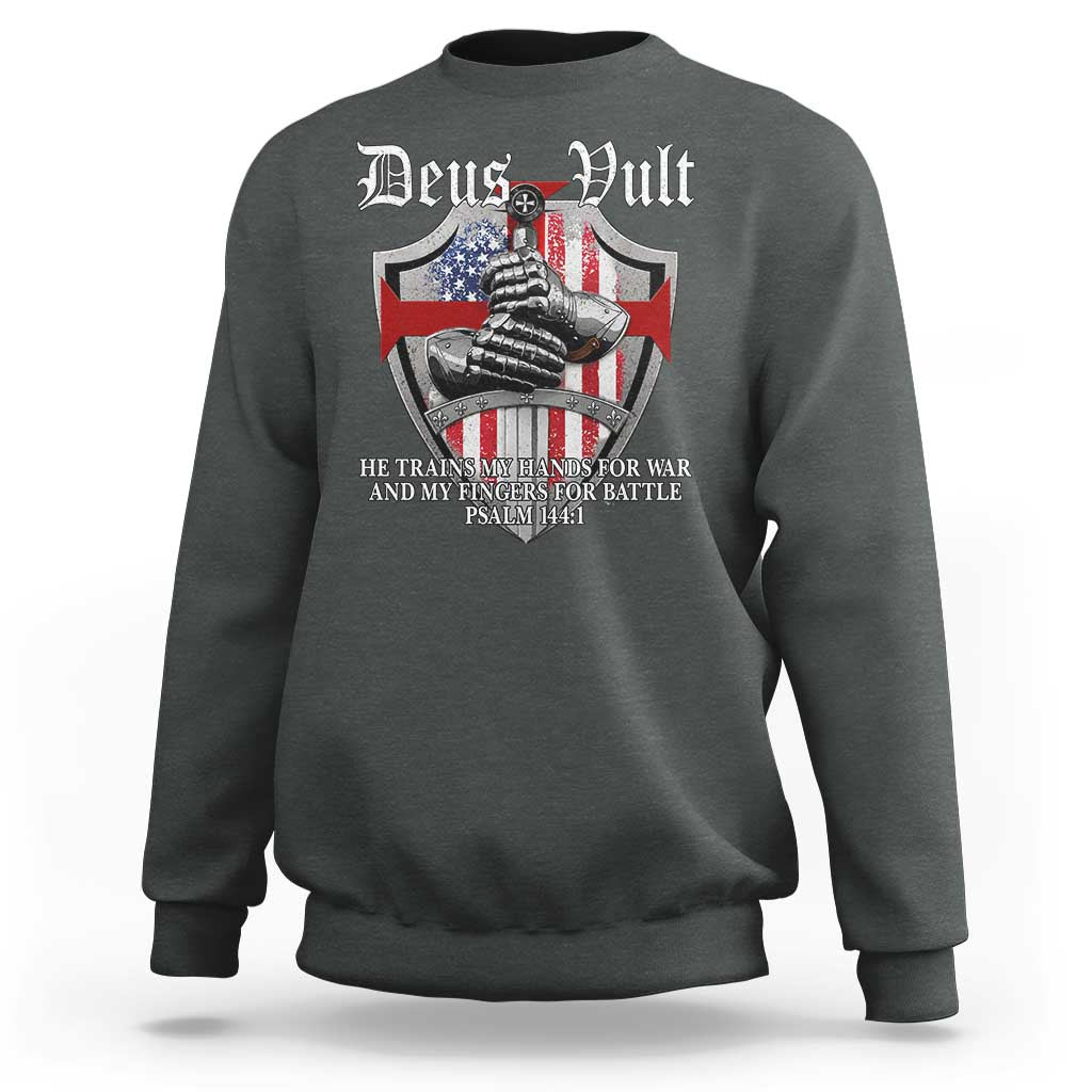 Deus Vult Knights Templar Sweatshirt He Trains My Hands For War And My Fingers For Battle