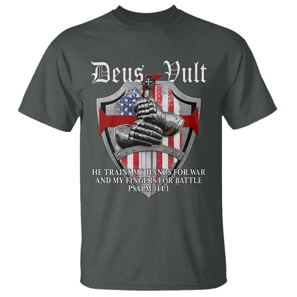Deus Vult Knights Templar T Shirt He Trains My Hands For War And My Fingers For Battle