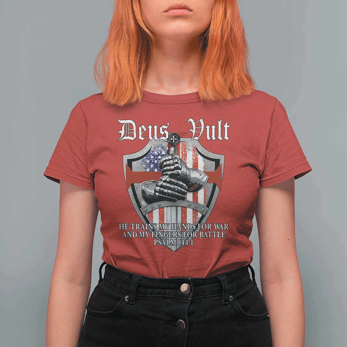 Deus Vult Knights Templar T Shirt For Women He Trains My Hands For War And My Fingers For Battle