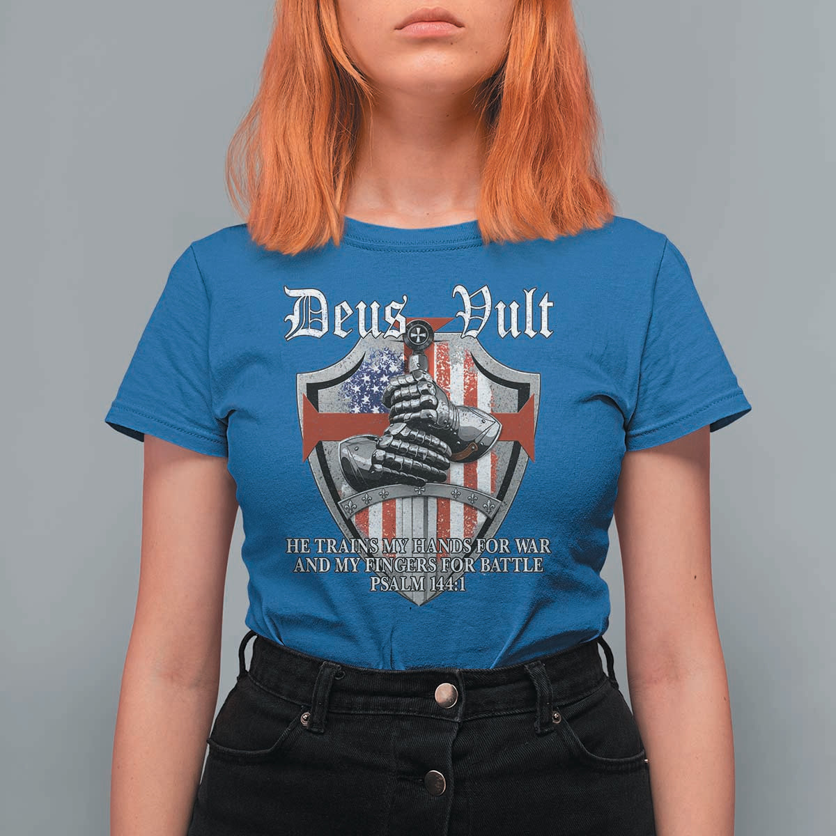 Deus Vult Knights Templar T Shirt For Women He Trains My Hands For War And My Fingers For Battle