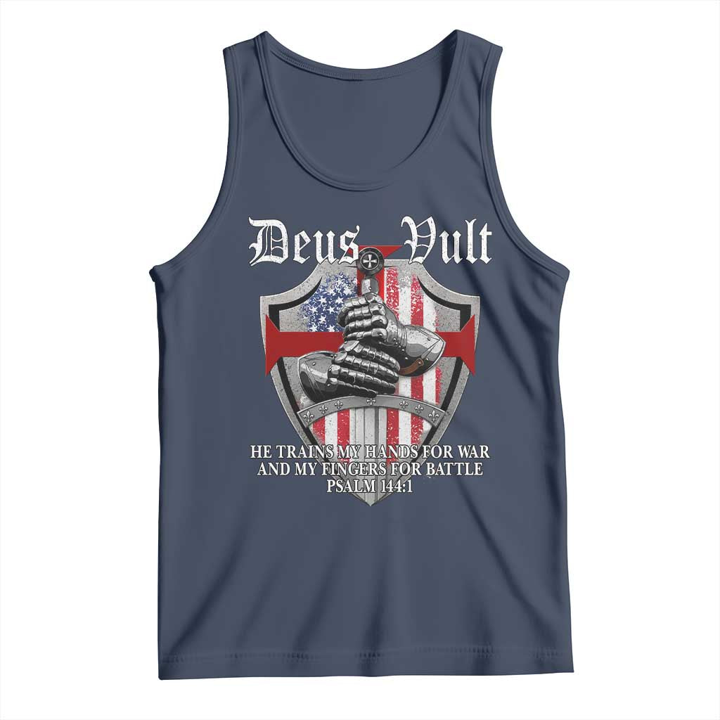 Deus Vult Knights Templar Tank Top He Trains My Hands For War And My Fingers For Battle