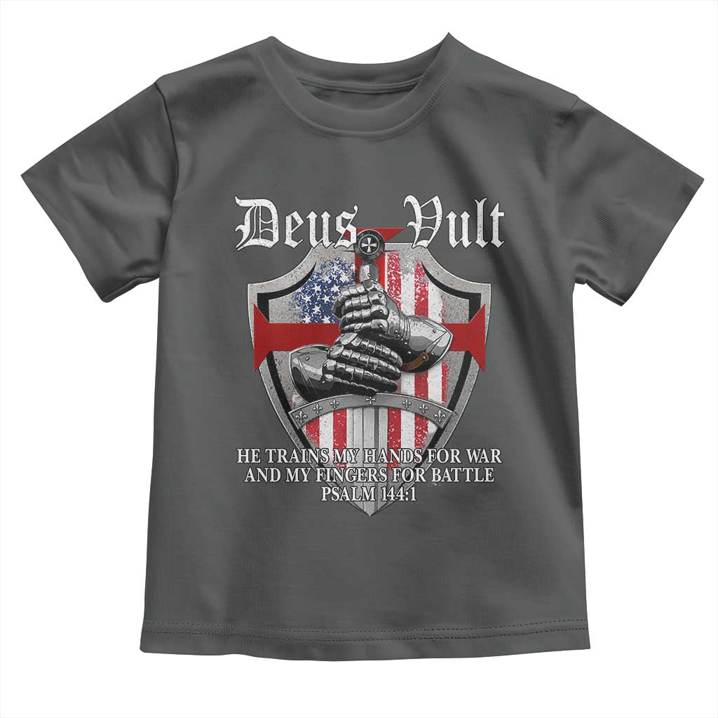 Deus Vult Knights Templar Toddler T Shirt He Trains My Hands For War And My Fingers For Battle