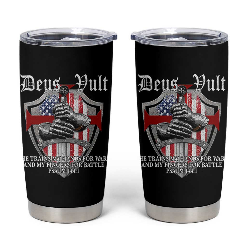 Deus Vult Knights Templar Tumbler Cup He Trains My Hands For War And My Fingers For Battle