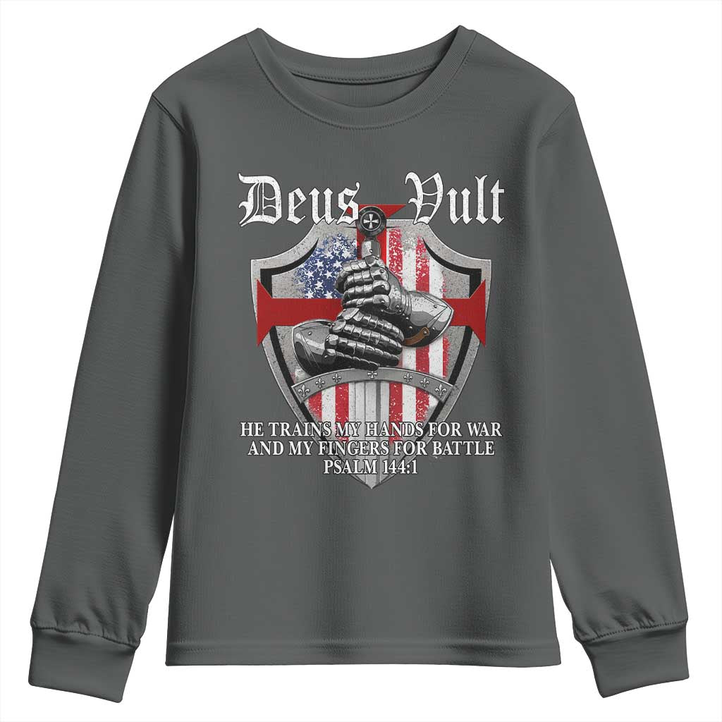 Deus Vult Knights Templar Youth Sweatshirt He Trains My Hands For War And My Fingers For Battle