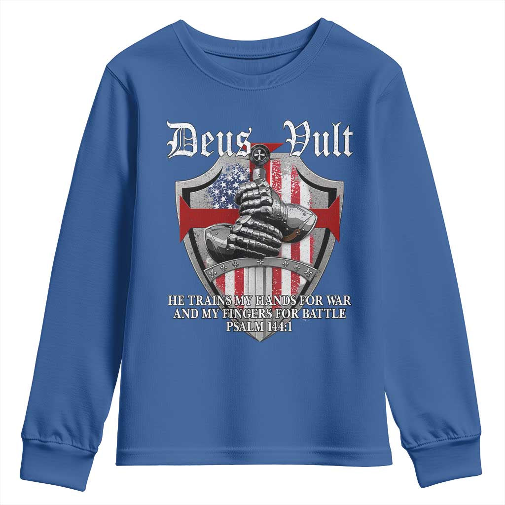 Deus Vult Knights Templar Youth Sweatshirt He Trains My Hands For War And My Fingers For Battle
