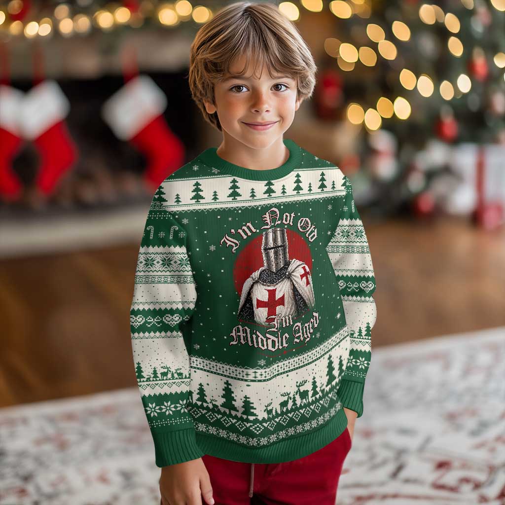I Am Not Old I Am Middle Aged Funny Templar Knight Ugly Christmas Sweater Medieval Ren Fair Humor