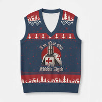 I Am Not Old I Am Middle Aged Funny Templar Knight V-Neck Knit Sweater Vest Medieval Ren Fair Humor