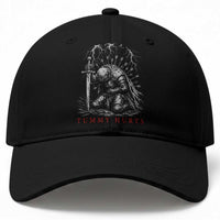 Tummy Hurts Funny Medieval Knight Dark Fantasy Humor Baseball Cap