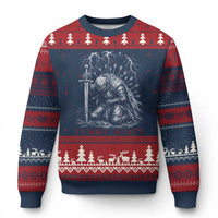 Tummy Hurts Funny Medieval Knight Dark Fantasy Humor Ugly Christmas Sweater