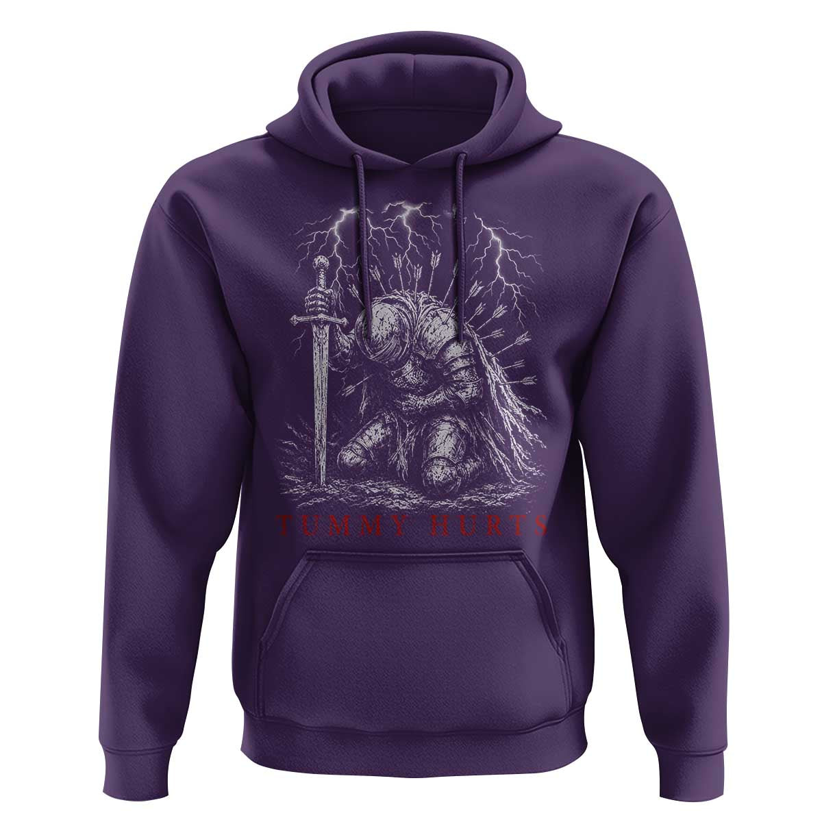 Tummy Hurts Funny Medieval Knight Dark Fantasy Humor Hoodie