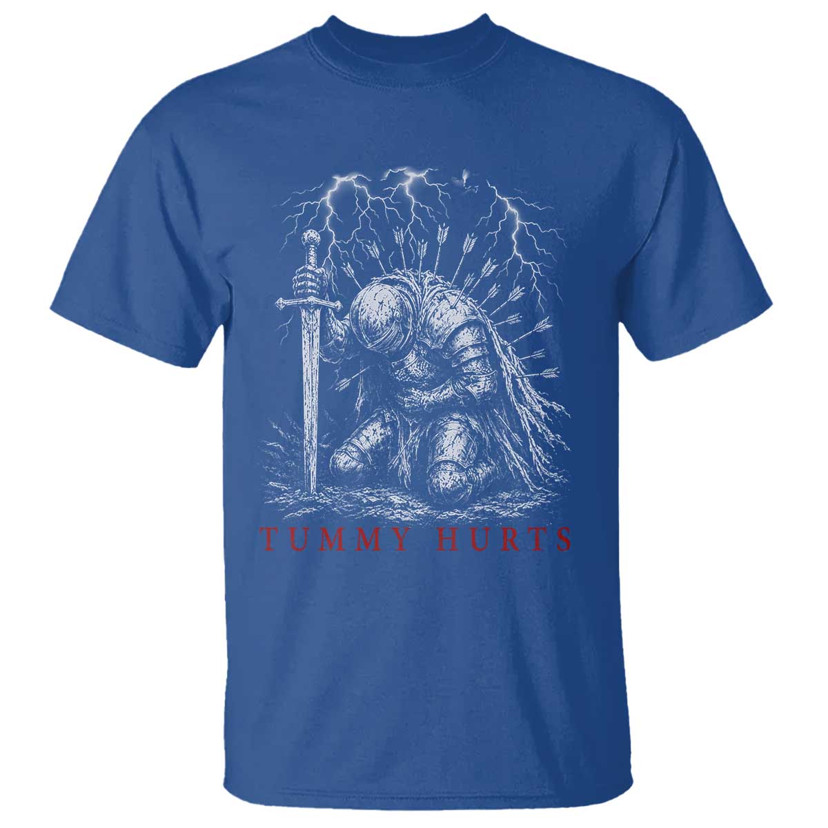 Tummy Hurts Funny Medieval Knight Dark Fantasy Humor T Shirt