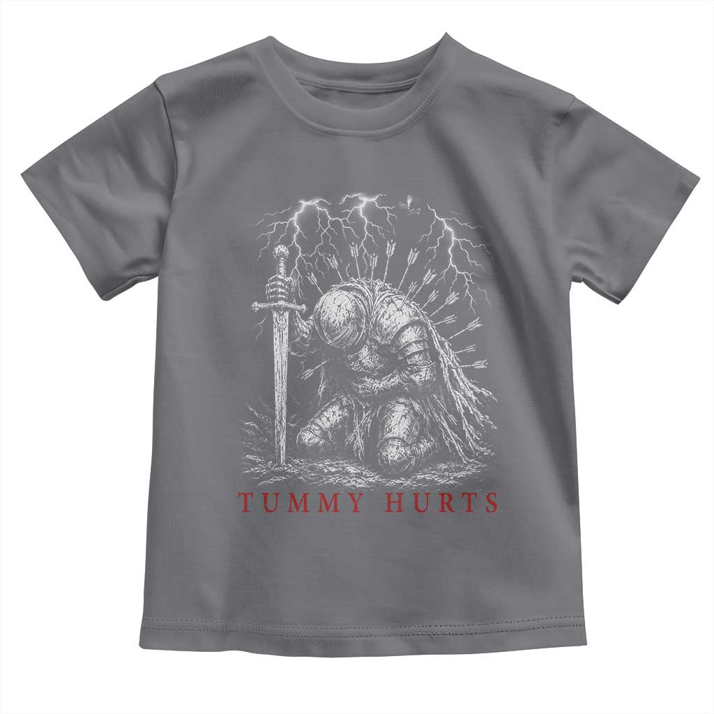 Tummy Hurts Funny Medieval Knight Dark Fantasy Humor Toddler T Shirt