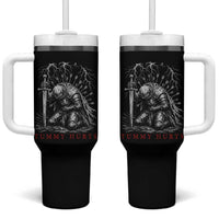 Tummy Hurts Funny Medieval Knight Dark Fantasy Humor Tumbler With Handle
