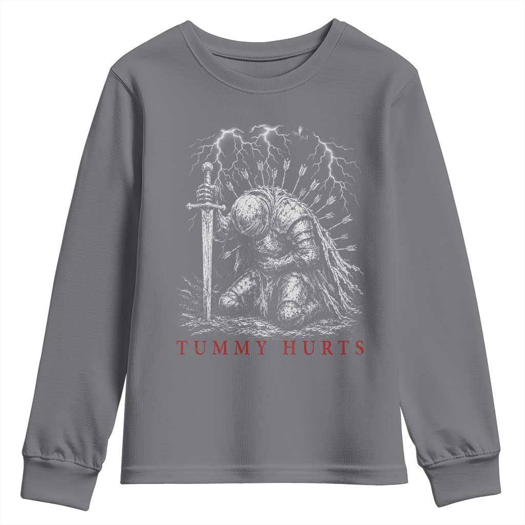 Tummy Hurts Funny Medieval Knight Dark Fantasy Humor Youth Sweatshirt