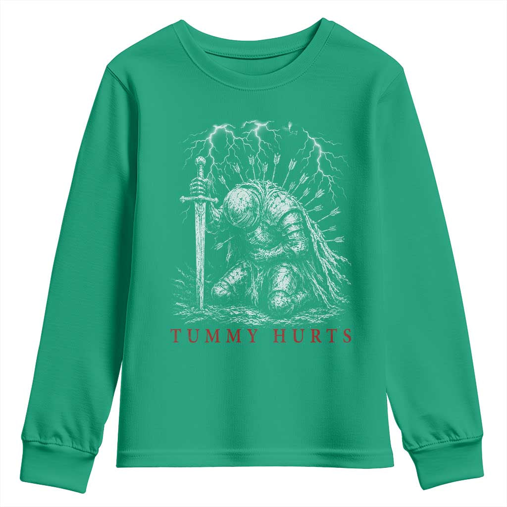 Tummy Hurts Funny Medieval Knight Dark Fantasy Humor Youth Sweatshirt