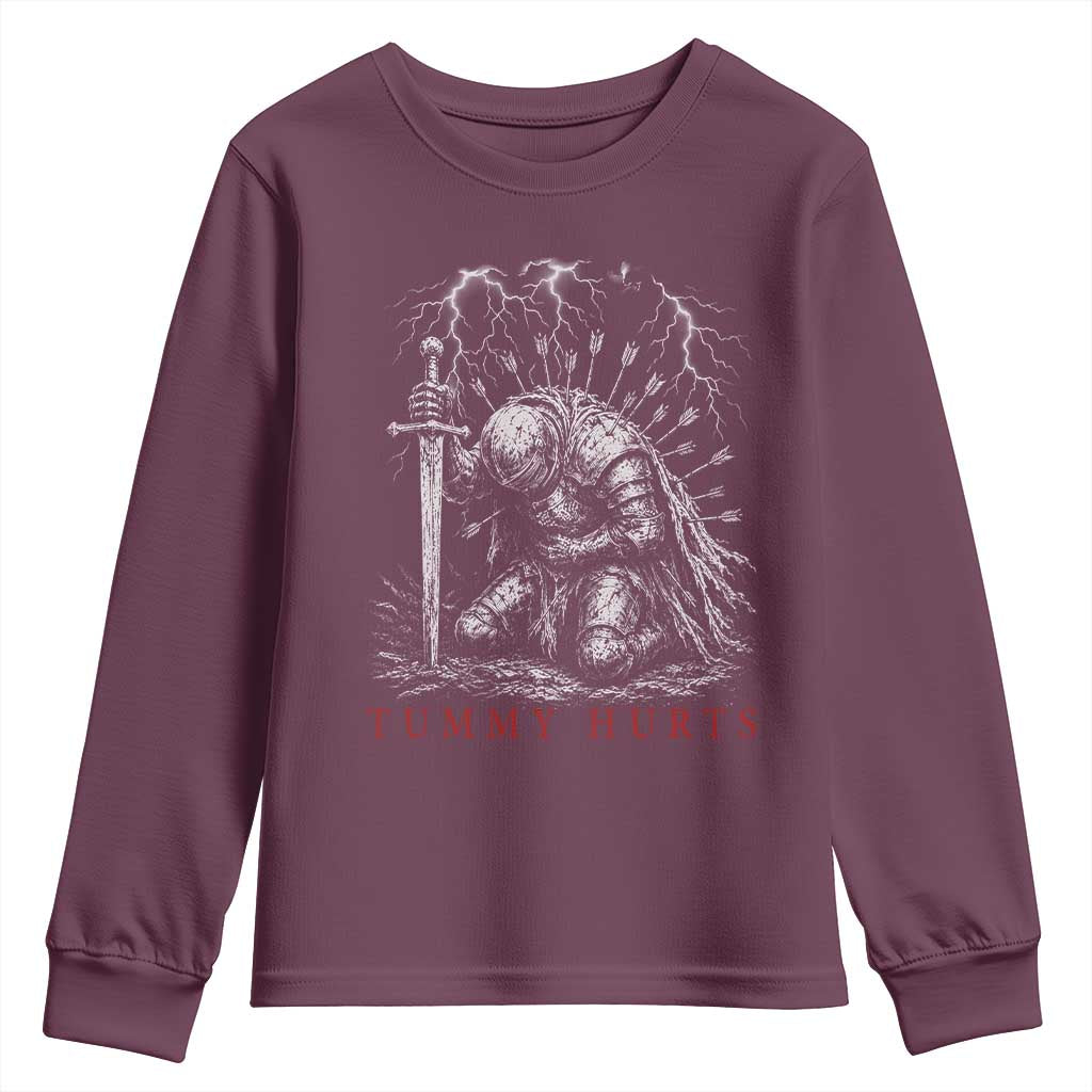 Tummy Hurts Funny Medieval Knight Dark Fantasy Humor Youth Sweatshirt