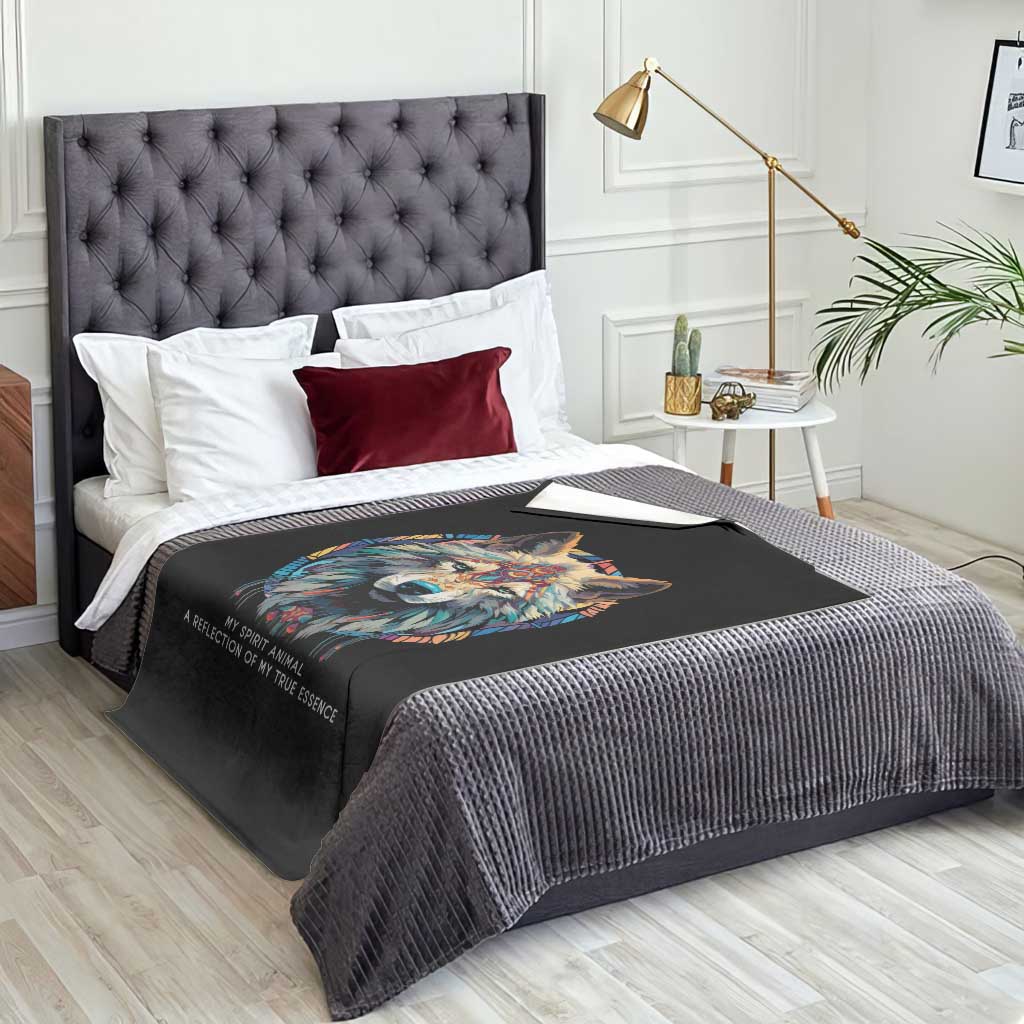 Native Americans Throw Blanket My Spirit Animal A Reflection Of My True Essence Wolf - Wonder Print Shop