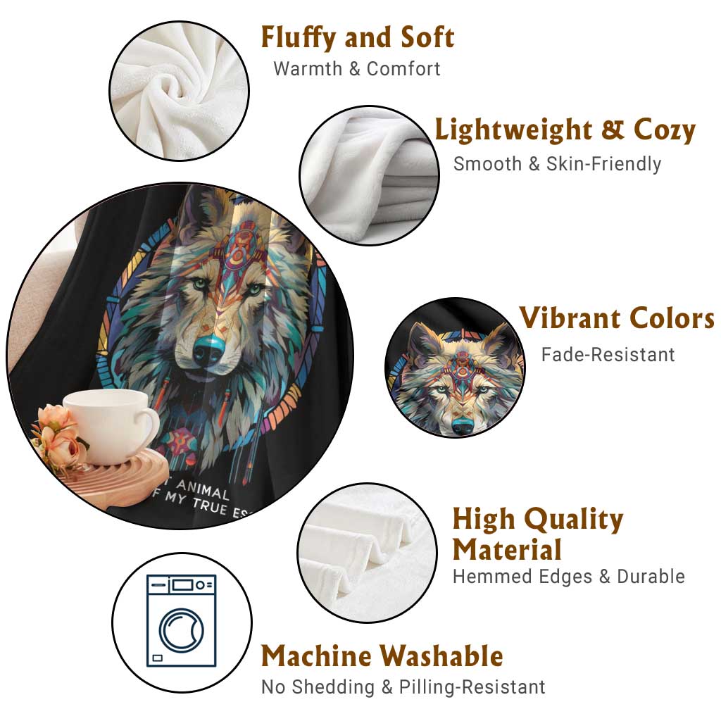 Native Americans Throw Blanket My Spirit Animal A Reflection Of My True Essence Wolf - Wonder Print Shop