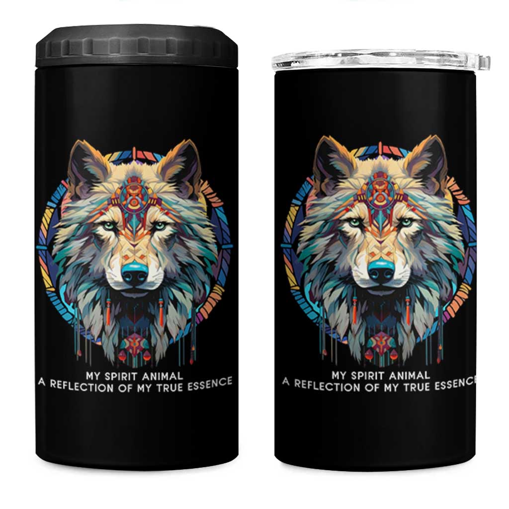 Native Americans 4 in 1 Can Cooler Tumbler My Spirit Animal A Reflection Of My True Essence Wolf - Wonder Print Shop