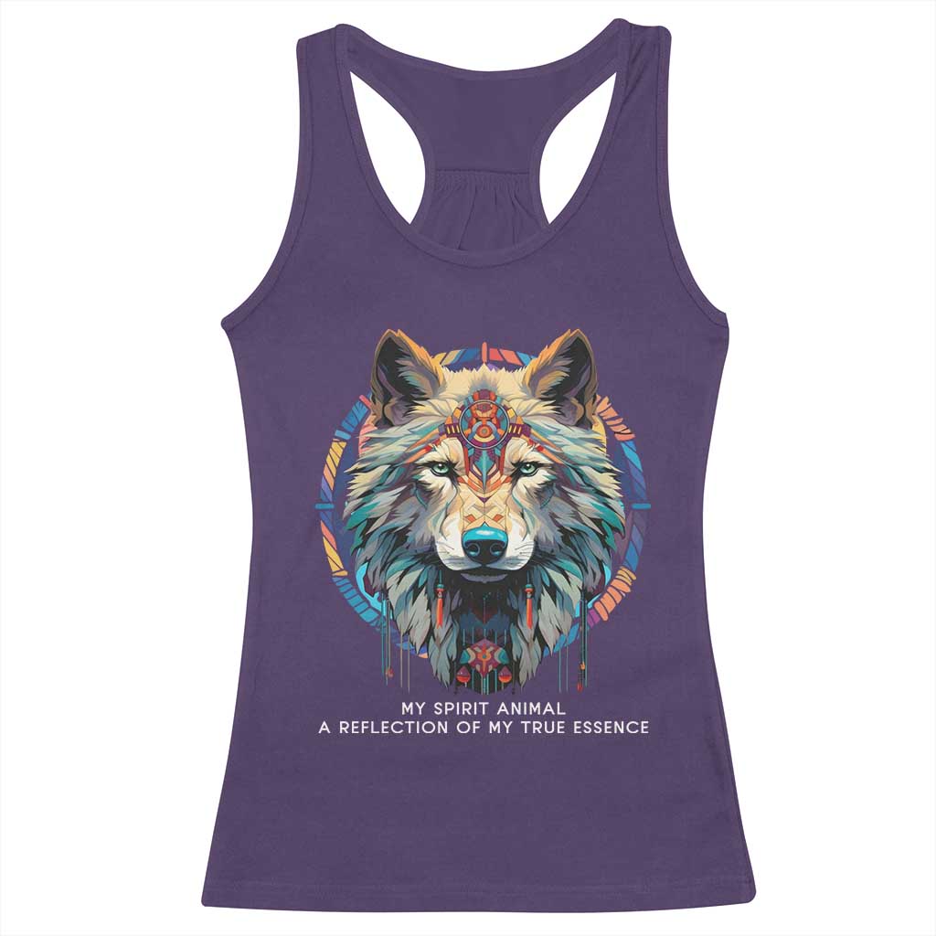 Native Americans Racerback Tank Top My Spirit Animal A Reflection Of My True Essence Wolf - Wonder Print Shop