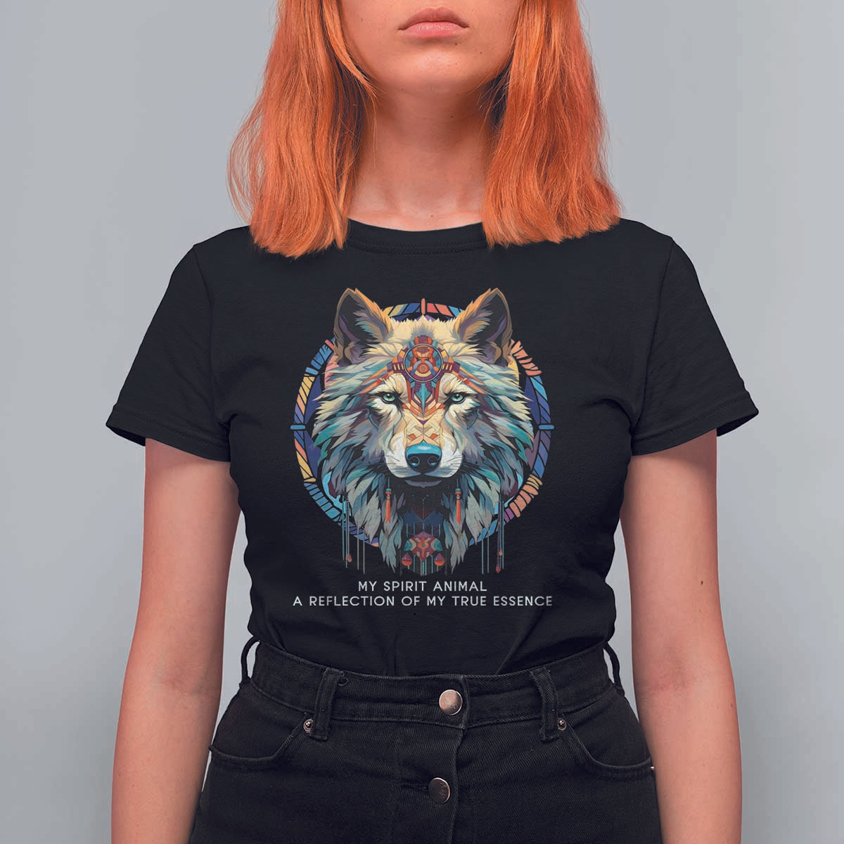 Native Americans T Shirt For Women My Spirit Animal A Reflection Of My True Essence Wolf - Wonder Print Shop