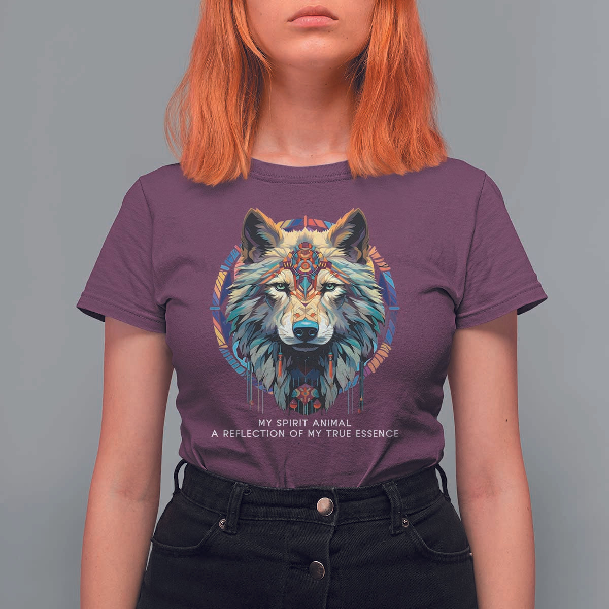 Native Americans T Shirt For Women My Spirit Animal A Reflection Of My True Essence Wolf - Wonder Print Shop