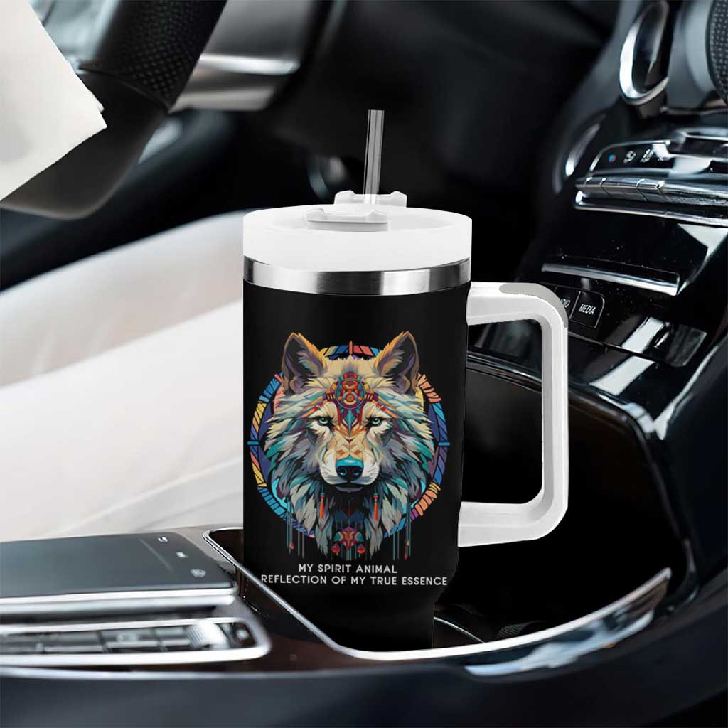 Native Americans Tumbler With Handle My Spirit Animal A Reflection Of My True Essence Wolf - Wonder Print Shop