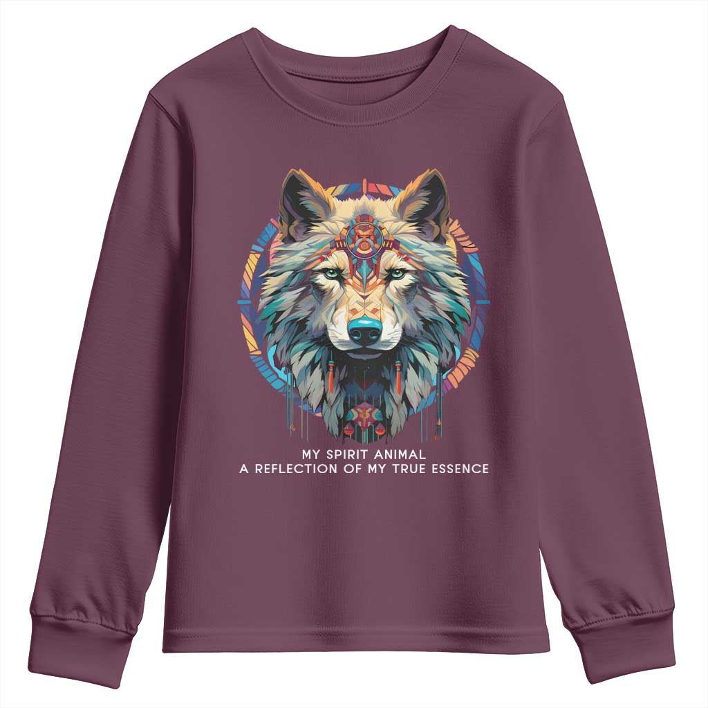 Native Americans Youth Sweatshirt My Spirit Animal A Reflection Of My True Essence Wolf - Wonder Print Shop