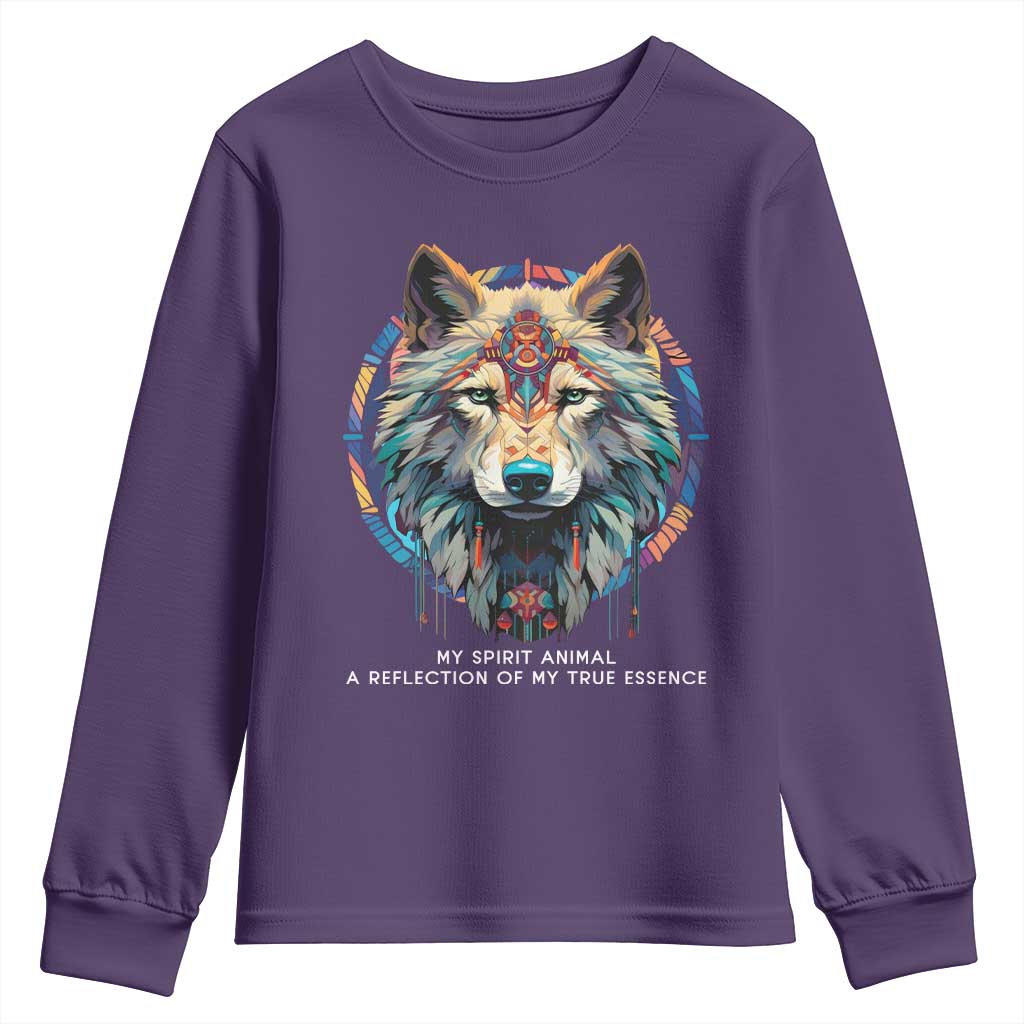 Native Americans Youth Sweatshirt My Spirit Animal A Reflection Of My True Essence Wolf - Wonder Print Shop