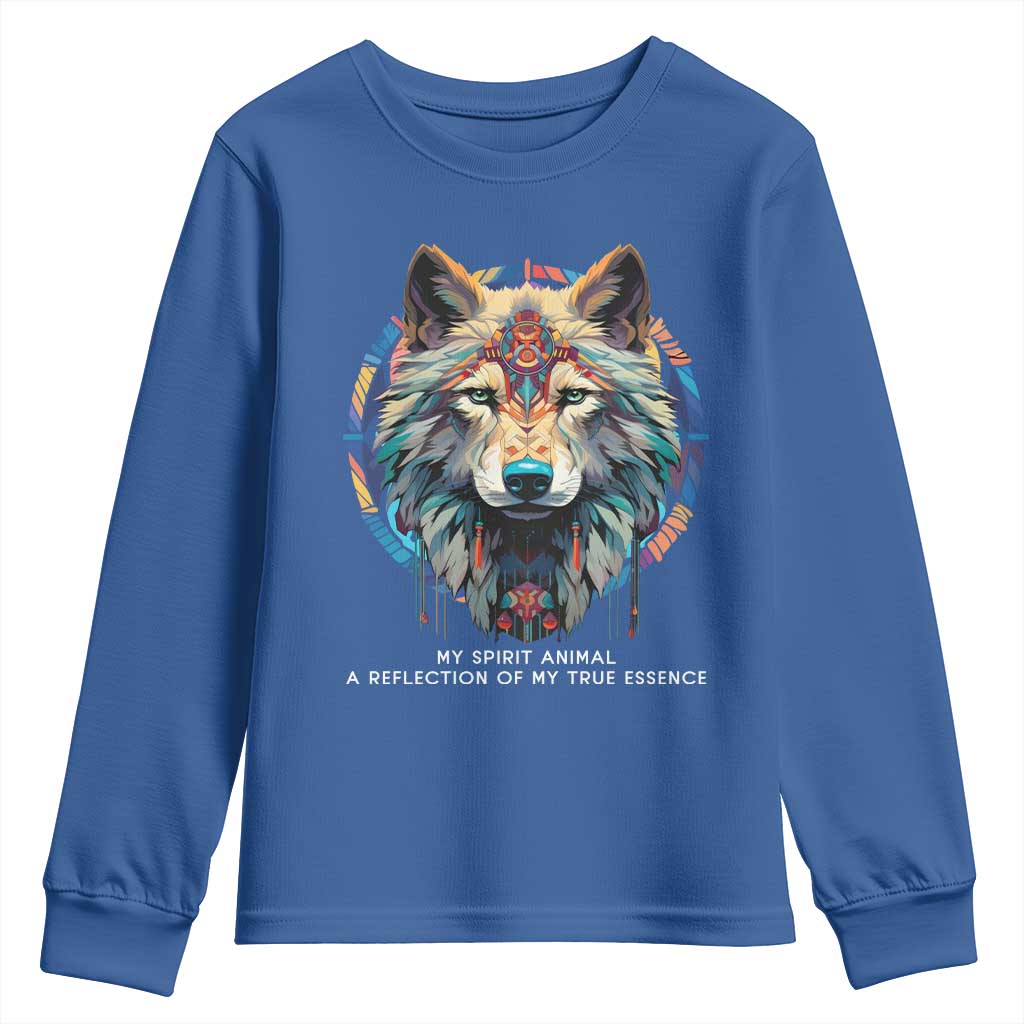 Native Americans Youth Sweatshirt My Spirit Animal A Reflection Of My True Essence Wolf - Wonder Print Shop