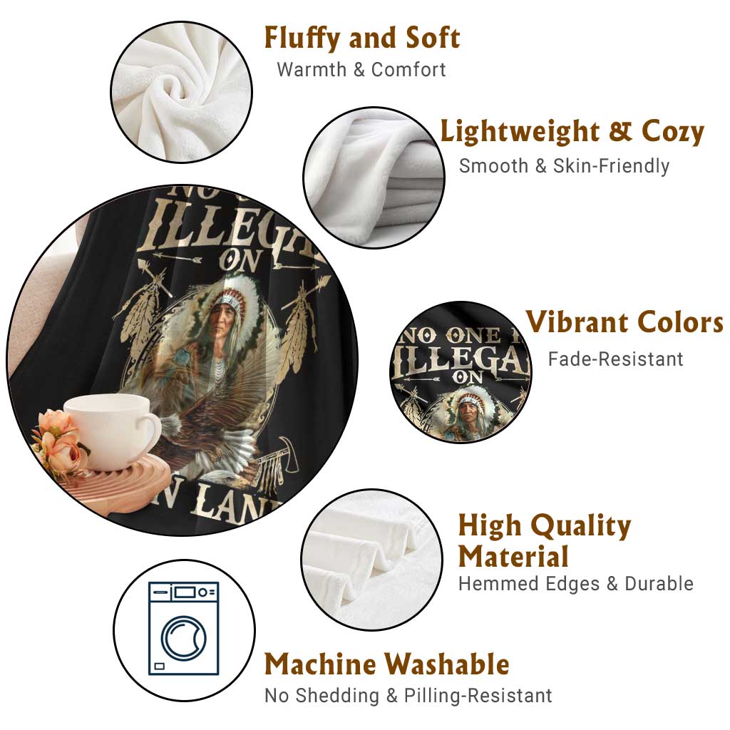 Native American Throw Blanket No One Is Illegal On Stolen Land Eagle Tribe - Wonder Print Shop