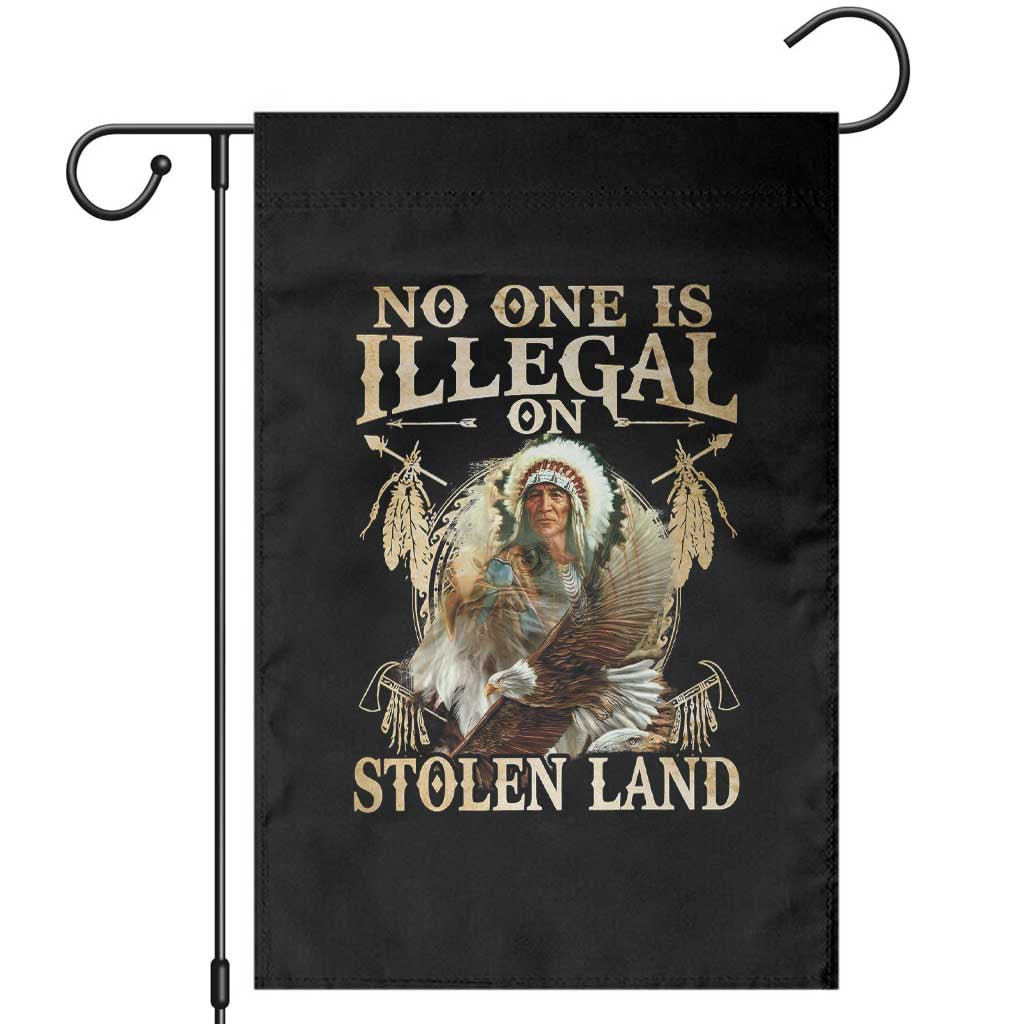 Native American Garden Flag No One Is Illegal On Stolen Land Eagle Tribe - Wonder Print Shop