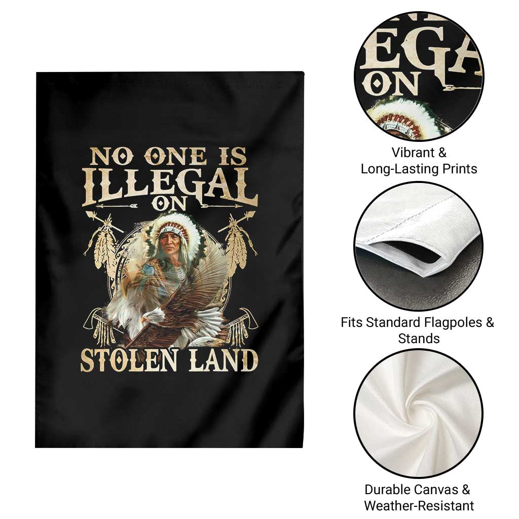 Native American Garden Flag No One Is Illegal On Stolen Land Eagle Tribe - Wonder Print Shop