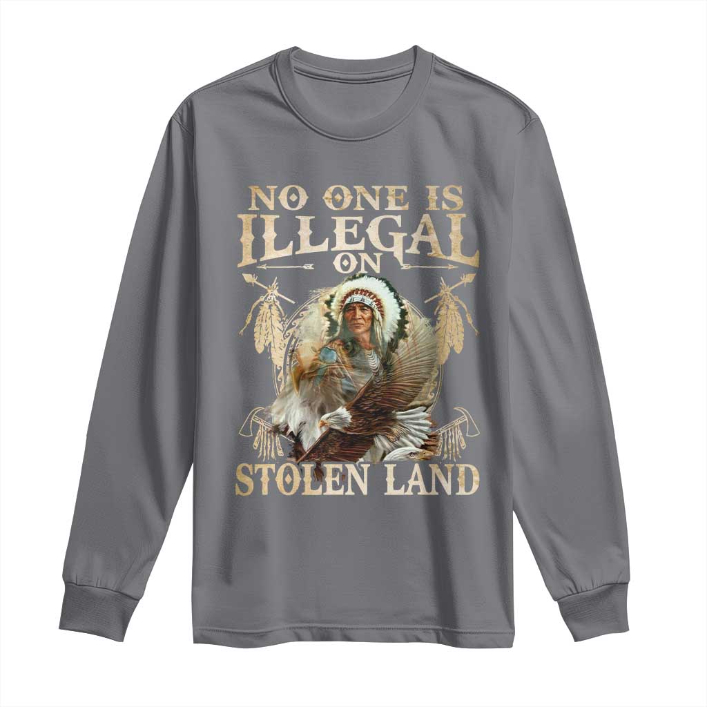 Native American Long Sleeve Shirt No One Is Illegal On Stolen Land Eagle Tribe - Wonder Print Shop