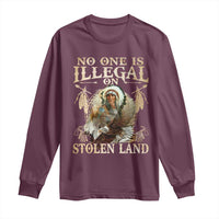 Native American Long Sleeve Shirt No One Is Illegal On Stolen Land Eagle Tribe - Wonder Print Shop