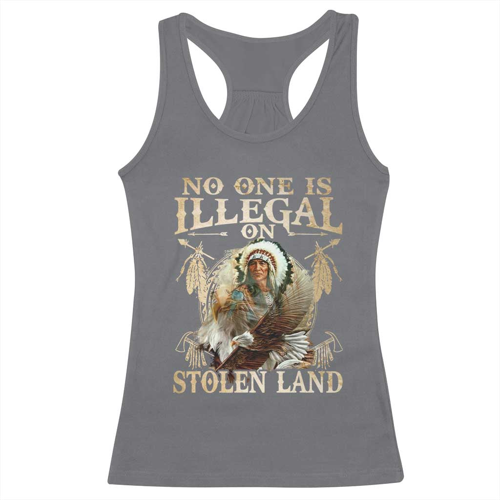 Native American Racerback Tank Top No One Is Illegal On Stolen Land Eagle Tribe - Wonder Print Shop