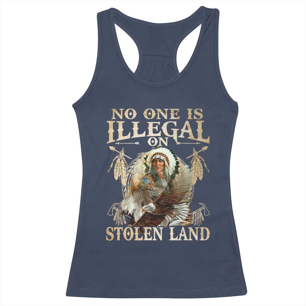 Native American Racerback Tank Top No One Is Illegal On Stolen Land Eagle Tribe - Wonder Print Shop