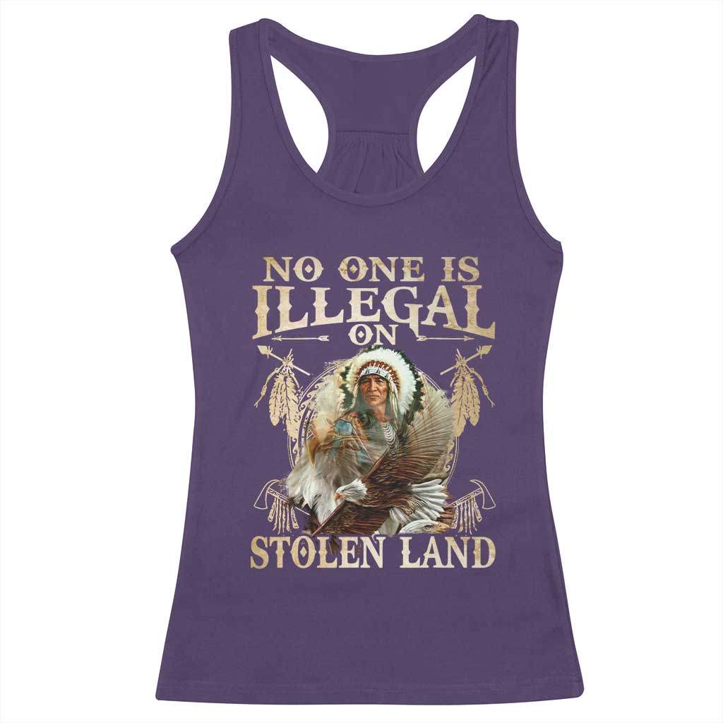 Native American Racerback Tank Top No One Is Illegal On Stolen Land Eagle Tribe - Wonder Print Shop