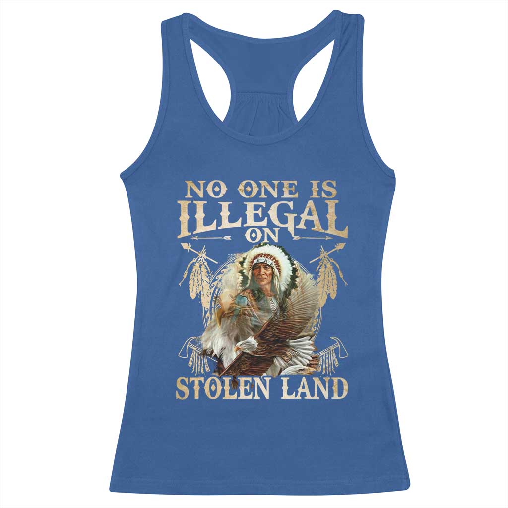 Native American Racerback Tank Top No One Is Illegal On Stolen Land Eagle Tribe - Wonder Print Shop