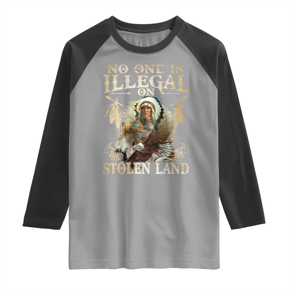 Native American Raglan Shirt No One Is Illegal On Stolen Land Eagle Tribe - Wonder Print Shop