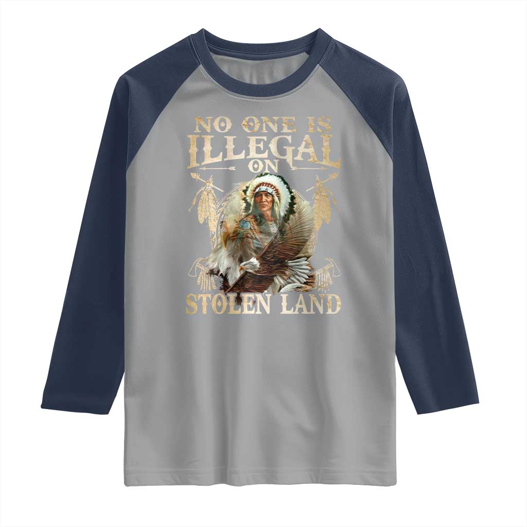 Native American Raglan Shirt No One Is Illegal On Stolen Land Eagle Tribe - Wonder Print Shop